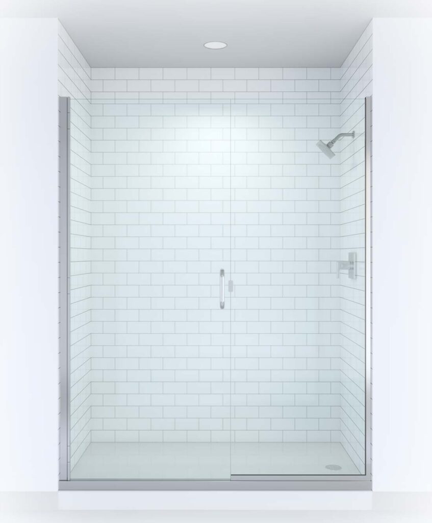 EuroLux Heavy Glass Stationary Panel with ¼” Single Door | Splendor Glass