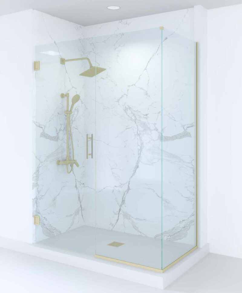 Heavy Glass Single Swing Door with Inline Panel and Return Panel ...
